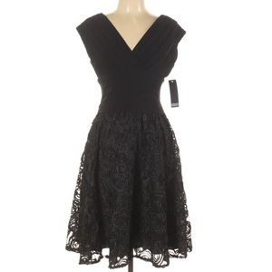 Adrianna Papell Black A Line Formal Dress Floral